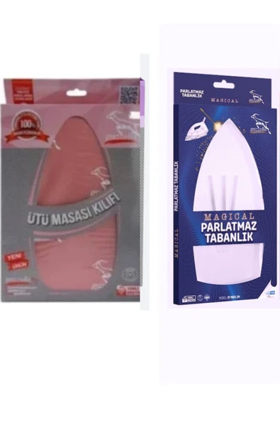 dm dikişmarket Gazzella Keçeli Ütü Masası Kılıf Bezi Ve Parlatmaz Ütü Tabanlığı Seti Pembe ütü bezi-gazella teflon ürün görseli 1