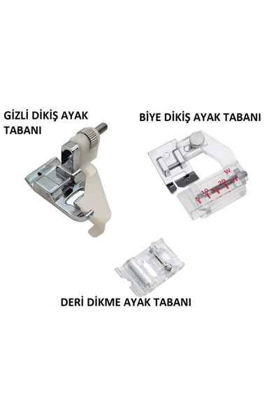 Singer Safety SİNGER BEKO Uyumlu ZETİNA JANOME DİKİŞ MAKİNESİ( BİYE -DERİ-GİZLİ DİKİŞ AYAK SETİ 3 ADET AYAK ürün görseli 1