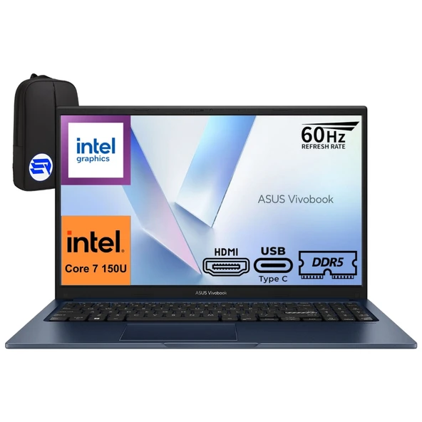 Asus Vivobook 15 X1504VA-BQ5456 Intel Core 7-150U 8gb 512GB SSD Windows 11 Pro 15.6" Fhd + Elektropasaj Çanta ürün görseli 1
