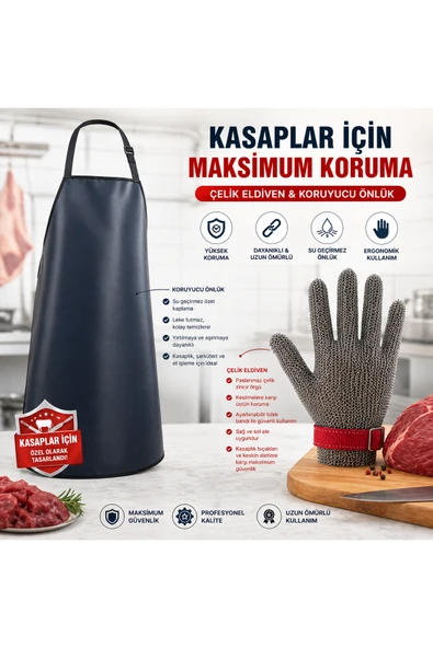 dm dikişmarket Koruyucu Çelik Eldiven/Kasap Eldiveni Paslanmaz Metal / ÖNLÜK HEDİYELİ ( M BEDEN ELDİVEN ) Bej ürün görseli 1