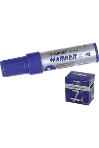 Mikro MİKRO MR-6007 JUMBO PERMANENT MARKÖR KOLİ KALEMİ KESİK UÇ 7mm MAVİ Mavi ürün görseli 1