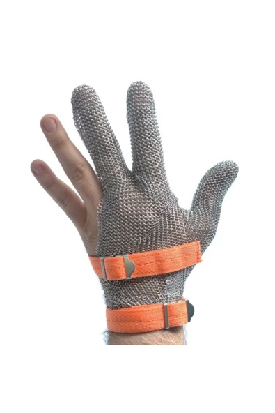 dm dikişmarket ÇELİK ELDİVEN Koruyucu Çelik Eldiven /Kasap Eldiveni Kesilmez Çelik Eldiven Paslanmaz Metal XL 3 PARMAK XLARGE ürün görseli 1