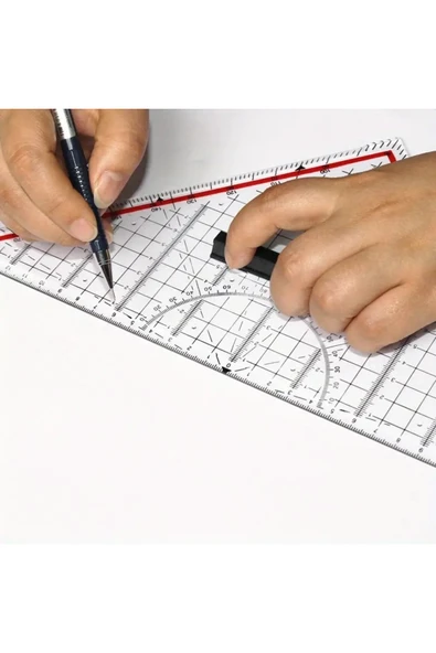 ALBERTOS Geoderik Üçgen Cetvel Tekstil Teknik Çizim ve Gemici İçin Set Square Gönye 32 cm 45° Çok Renkli ürün görseli 1