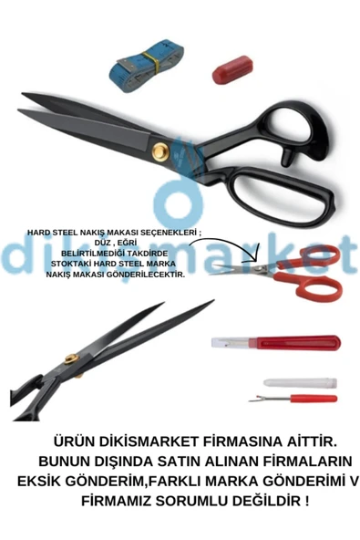 SİNGER Hard Steel Marka Kumaş Kot Kesim Profesyonel Terzi Makası 10 İNÇ 25cM Nakış Makası Ilik Sökücü Seti ürün görseli 1