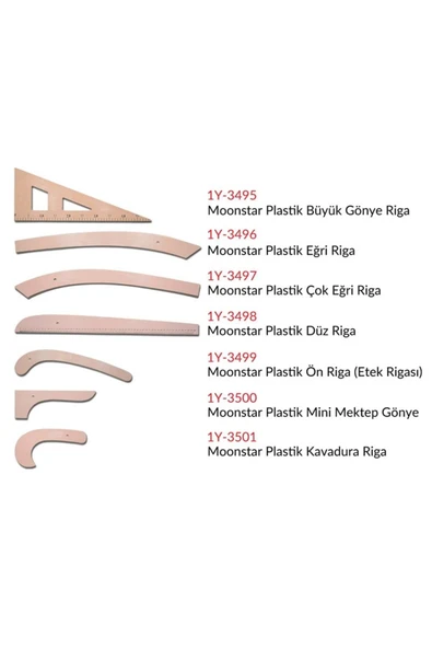 Moonstar Taba Plastik Riga Cetvel Takım (7 Parça) Tek Renk ürün görseli 1