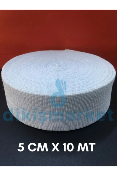 dm dikişmarket 10 Metre - Beyaz Bel Paça Yassı Geniş Lastik Lateks Ürün - Elastik Bant - Don Lastiği 5cm ürün görseli 1