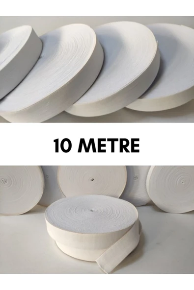 dm dikişmarket 10 Metre - Beyaz Bel Paça Yassı Geniş Lastik Lateks Ürün - Elastik Bant - Don Lastiği 3,5 ürün görseli 1