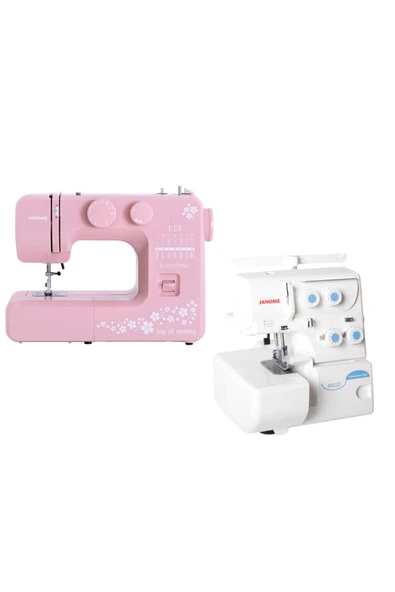 Janome E1015 Joy of Sewing Dikiş Makinesi (Pembe) ve 8002D Overlok Makinesi Avantaj Paketi Pembe ürün görseli 1