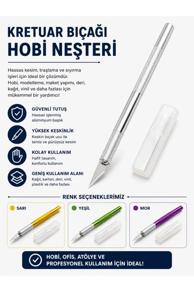 dm dikişmarket Kretuar bıçağı hobi neşteri 5 uç yedekli set Gümüş ürün görseli 1