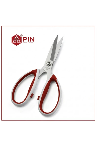 Pin Geniş Saplı Kumaş Kesim Makası 8 inç - PIN-4083 (8") kırmızı ürün görseli 1