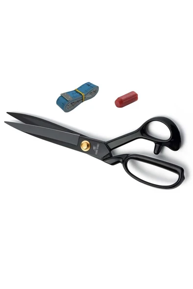 Hard Steel Terzi Makası 10 İnç 25cm Paslanmaz Çelik Somunlu Siyah Saplı Kumaş Makası HS-10 ürün görseli 1
