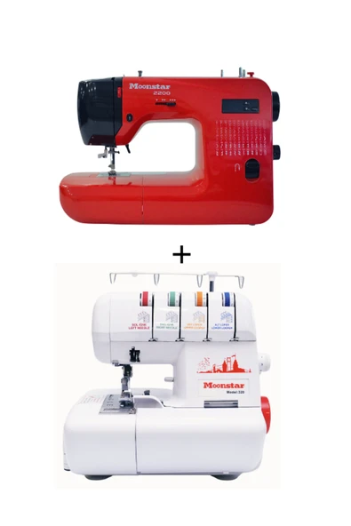 dm dikişmarket moonstar ev tipi dikiş makinaları 2li set 60 desen-overlok ürün görseli 1
