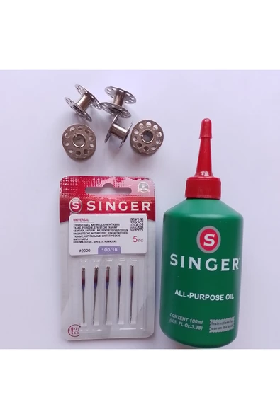 SİNGER Singer 2020.100/16 Dikiş Makina İğnesi Singer Yağ ve 5 Adet ev Tipi Makinalar İçin Masura ürün görseli 1