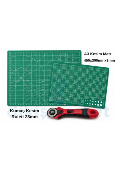 dm dikişmarket Kesme Matı Patchwork - Kesme Tablası - Kesim Altlığı A3 SET ürün görseli 1