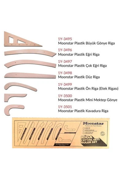 Moonstar Taba Plastik Riga Cetvel Takım (7 Parça Kutulu) ürün görseli 1