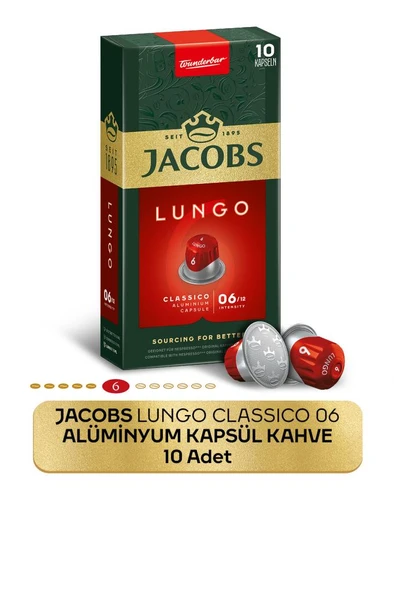 Jacobs Lungo 6 Classic Nespresso Uyumlu Alüminyum Kapsül Kahve 10'lu ürün görseli 1