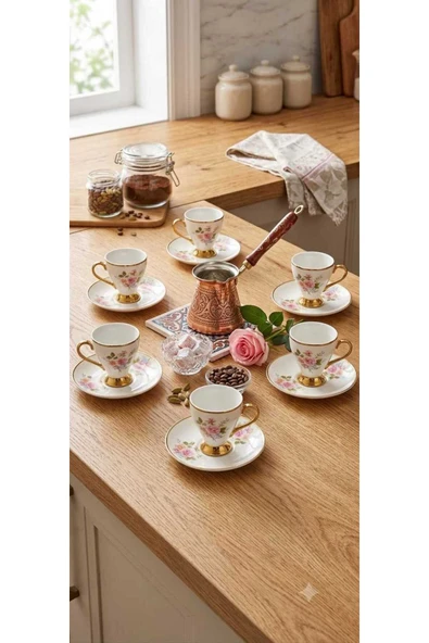 OMS Bloom 12 Parça 6 Kişilik Ultra Lüx Porselen Fincan Takımı ( 11175 ) ürün görseli 1