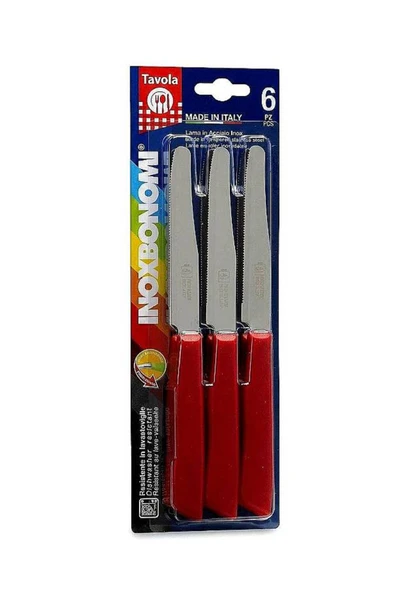 INOXBONOMI 30006R 6'lı Kırmızı Masa Bıçağı Seti ürün görseli 1
