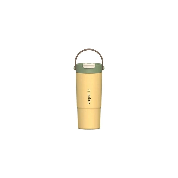 Vagonlife Çelik Pipetli/pipetsiz Kullanım Silikon El Askılı Matara/termos VGN1102 660ML - Sarı ürün görseli 1