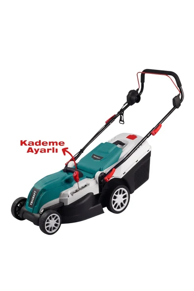 1600W Elektrikli Çim Biçme Makinesi 38 cm Kademe Ayarlı Çim Biçme Motoru SepetiTRICRAFT 1600W Elektrikli Çim Biçme Makinesi 38 cm Kademe Ayarlı Çim Biçme Motoru Sepeti ürün görseli 1