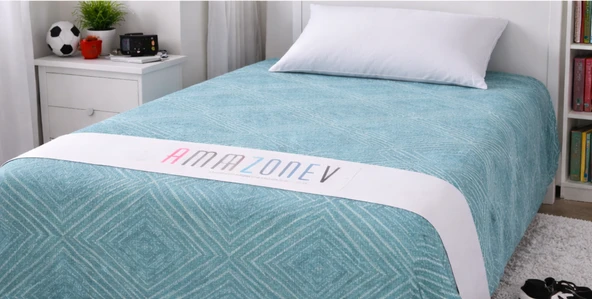 Amazon Ev Pamuk Dokuma Tek Kişilik Pike 160*240 Cm turkuaz A20 ürün görseli 1