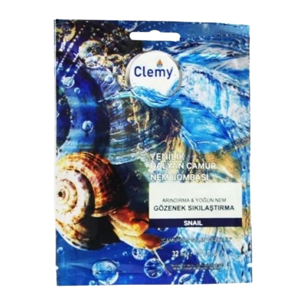 Clemy Dalyan Çamur Nem Bombası Gözenek Sıkılaştırma Arındırma ve Yoğun Nem Maskesi Salyangoz Tek Kullanımlık 32 Ml ürün görseli 1