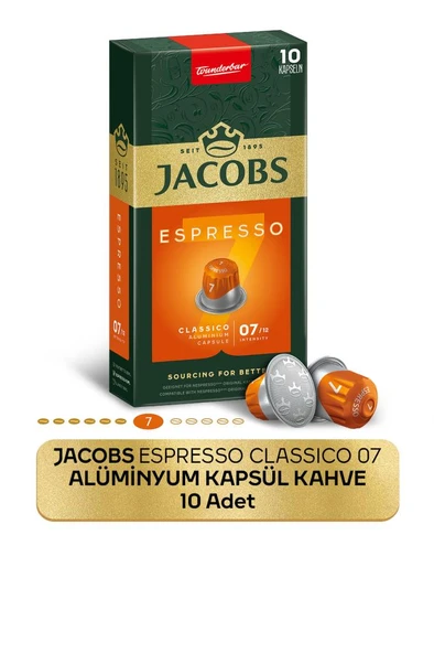Jacobs Espresso 7 Classico Nespresso Uyumlu Alüminyum Kapsül Kahve 10 Adet ürün görseli 1