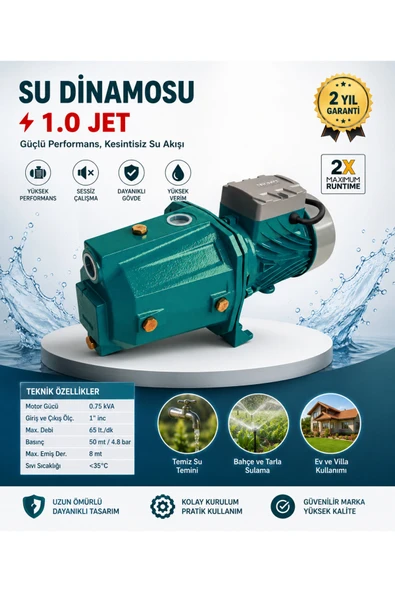 Basınçlı Su Dinamosu 1.0 Jet100 Bahçe Sulama Pompası ürün görseli 1