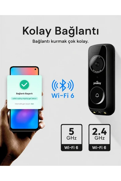 Youkey DB312 Dual Camera Wireless Kapı Zili - Resim 2