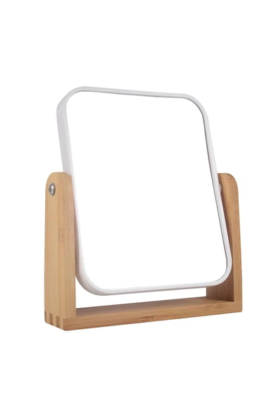Fame Kıtchen 2x/x Kat Büyüteçli Bambu Standlı Çift Taraflı Makyaj Aynası 18x21cm ürün görseli 1