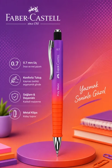 Faber-Castell Polymatic Flow Edition Versatil Kalem 0,7 Mor-Turuncu Renk ürün görseli 1