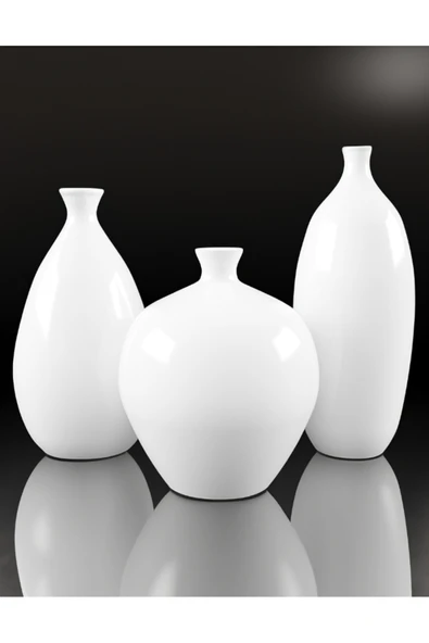 TuransoyCraft Contemporary Modern Vazo Büyük Boy 25 CM Dekoratif Sert Plastik Contemporary Vazo 3'lü Set ürün görseli 1