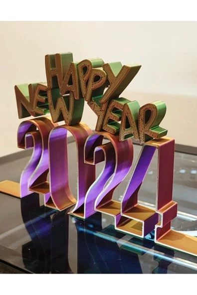 TuransoyCraft 2024 Happy New Year Obje 2024 Renkli Yılbaşı Süsü Obje ürün görseli 1