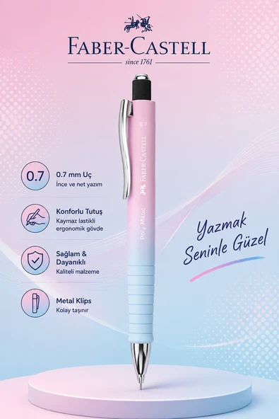 Faber-Castell Polymatic Flow Edition Versatil Kalem 0,7 Pastel Pembe-Açık Mavi Renk ürün görseli 1