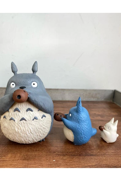 TuransoyCraft Komşum Totoro Ailesi Boyalı Figür 3 Parça ürün görseli 1