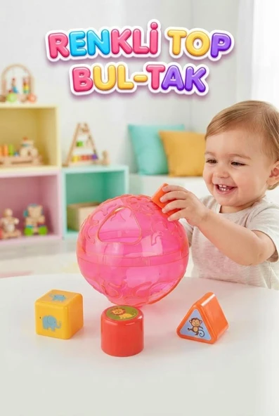 Renkli Top Bultak - Şekil Yerleştirme Oyunu 3 Farklı Geometrik Şekilli Hayvan Figürlü Eğitici Oyuncak ürün görseli 1