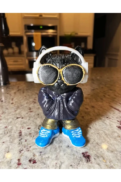 TuransoyCraft Cool Kedi Masaüstü Dekoratif Obje 13CM ürün görseli 1