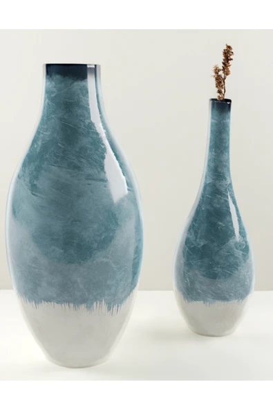 TuransoyCraft Antiguo Modern Vazo Büyük Boy 25 CM Dekoratif Sert Plastik 2'li Modern Vazo ürün görseli 1