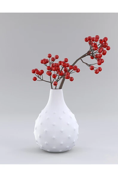 TuransoyCraft Berry İskandinav Puantiyeli Vazo Büyük Boy 25 CM Dekoratif Sert Plastik İskandinav Vazo ürün görseli 1