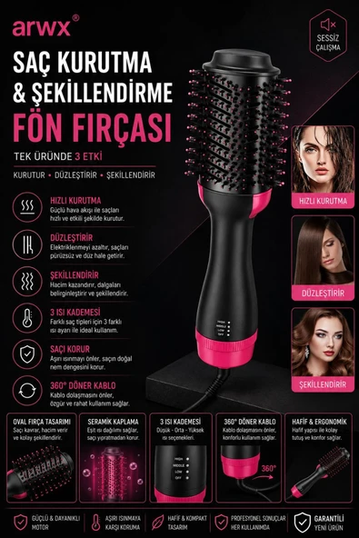ARWX Saç Şekillendirici Ve Saç Düzleştirici Fön Tarağı Kurutma Makinesi Özel Seri Premium ürün görseli 1