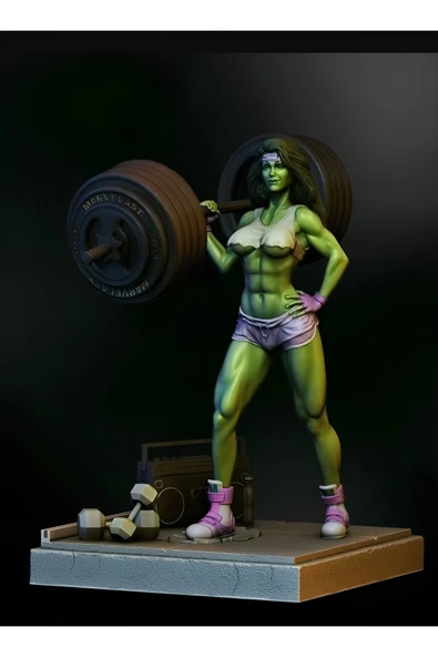 TuransoyCraft She Hulk Boyalı Figür Spor Yapan Kadın Hulk Figür Büyük Boy 25CM ürün görseli 1