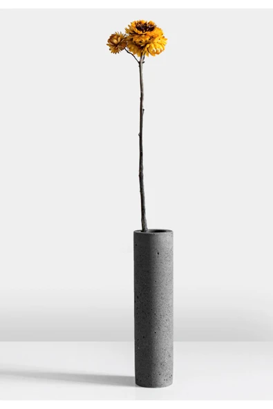 TuransoyCraft Concrete Endüstriyel Silindir Vazo Büyük Boy 25 CM Sert Plastik Dekoratif Beton Görünümlü Vazo ürün görseli 1