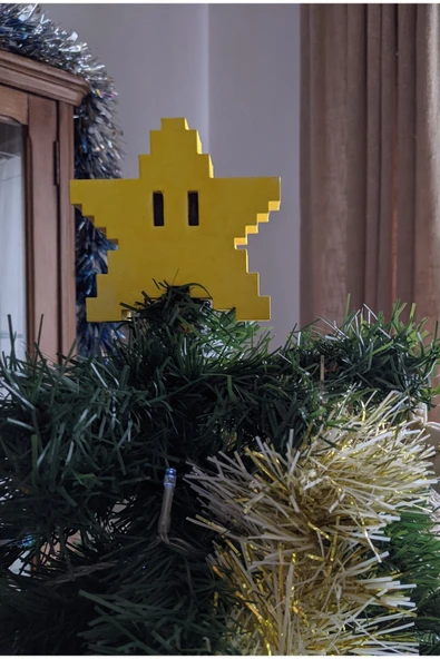 TuransoyCraft Yılbaşı Ağacı Yıldızı Yılbaşı Süsü Süper Mario Pixel Yıldız 17CM ürün görseli 1