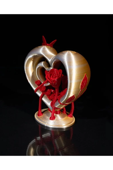 TuransoyCraft Romantik Sevgililer Günü Hediyesi Kalp ve Gül Dekoratif Obje Büyük Boy 25CM ürün görseli 1
