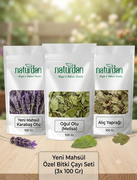 Saf(1.Kalite) Yeni Mahsül Karabaş Otu - Oğul Otu (Melisa) - Alıç Yaprağı (3x 100 Gr) Set ürün görseli 1