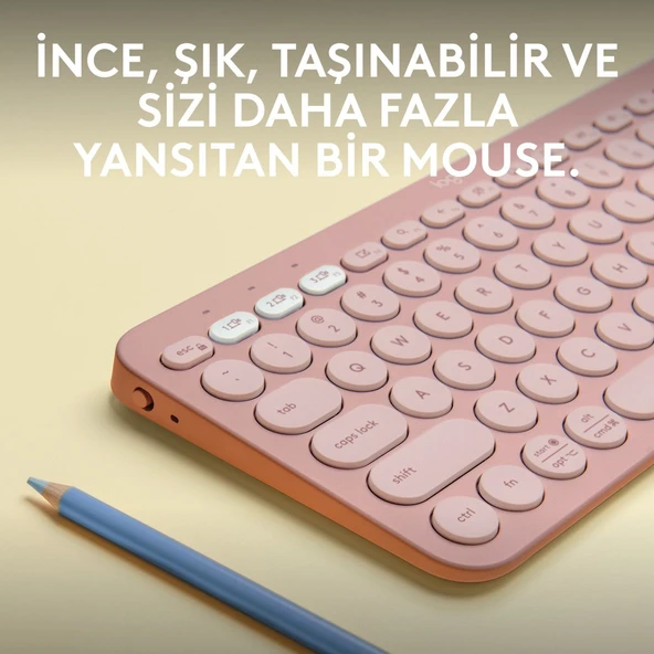 Logitech Pebble Keys 2 K380s Multi-Device Bluetooth Klavye - Pudra Pembe 920-011861 - Resim 2