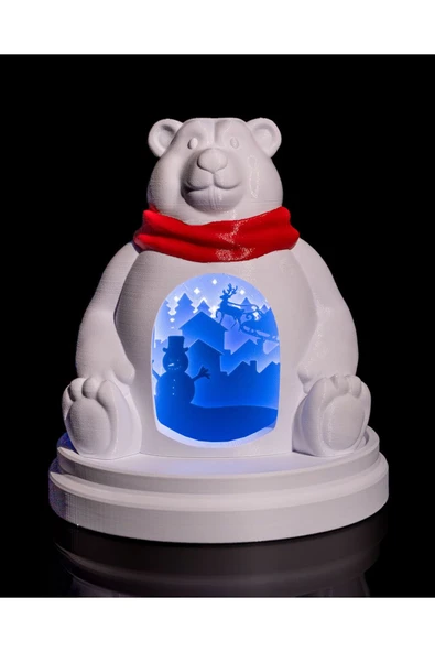 TuransoyCraft Yılbaşı Süsü Kutup Ayısı Led Lamba Yılbaşı Süsü Led Lamba Büyük Boy 20CM ürün görseli 1
