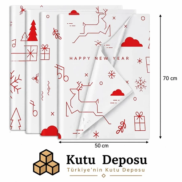 50x70 cm Beyaz Happy New Year Desenli Pelur Kağıt (1 KG) ürün görseli 1