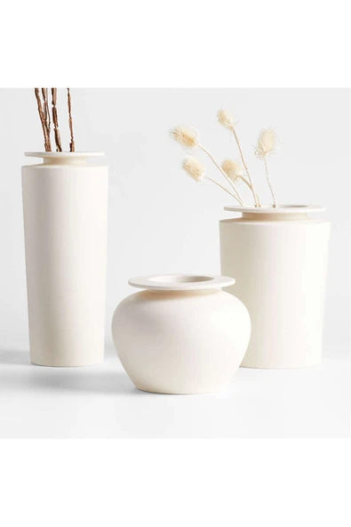 TuransoyCraft Bianco İskandinav Vazo Seti Büyük Boy 25 CM Sert Plastik 3'lü Dekoratif İskandinav Vazo ürün görseli 1