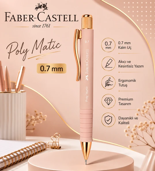 Faber-Castell Polymatic Gold Edition Versatil Kalem 0,7 Pudra Pembe ürün görseli 1